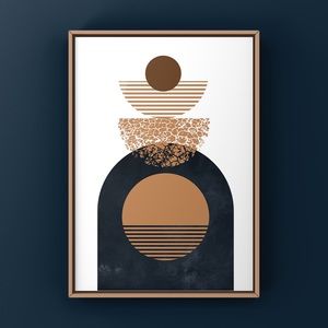 Scandinavian modern MCM boho abstract art print